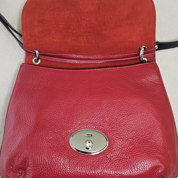 VALENTINA RED LEATHER SILVER HARDWARE HANDBAG MADE IN ITALY - Picture 8 of 15